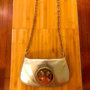 Tory Burch gold cross-body purse
